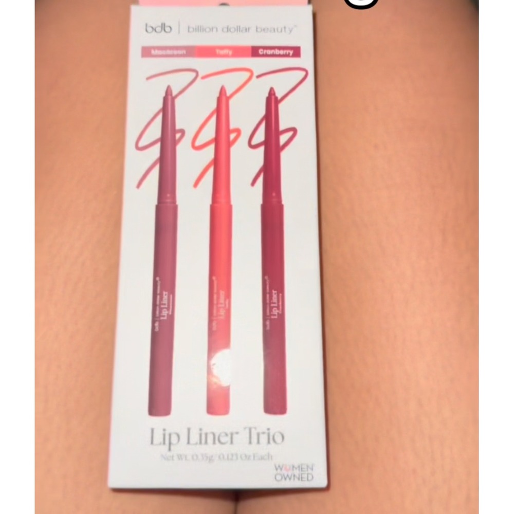 Billion Dollar Beauty Lip Liner Trio Mushroom Taffy Cranberry Set 3 Pencils NEW